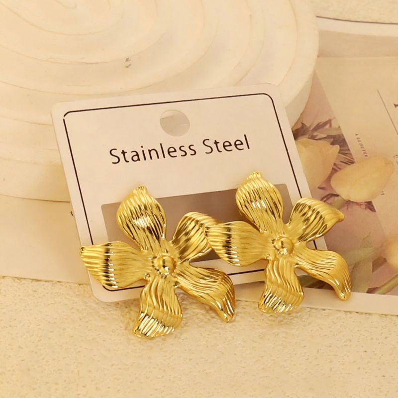 Gold Style 51 Stainless Steel Bow Earrings