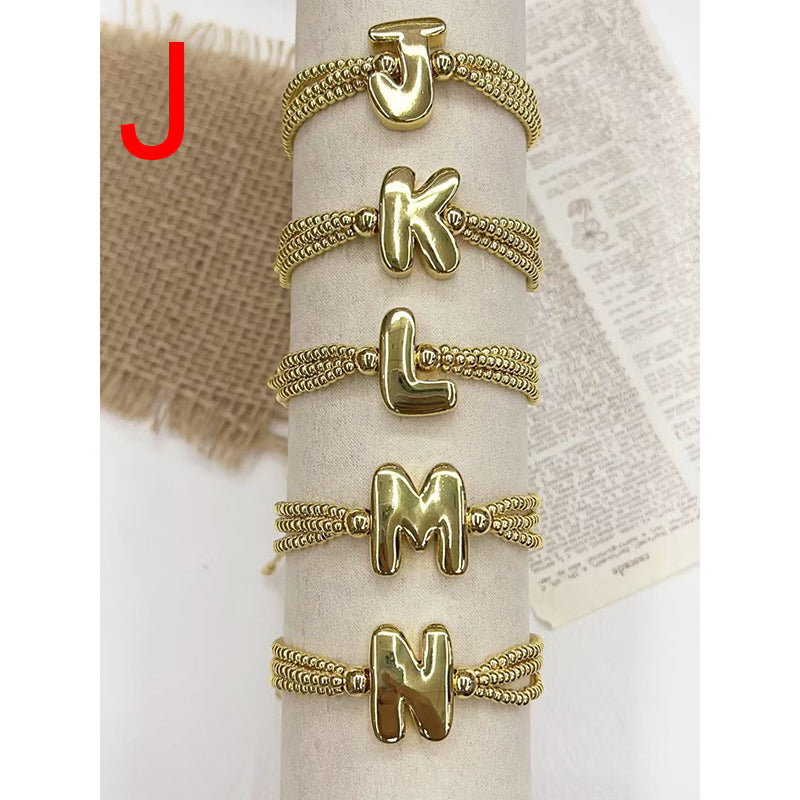 A 26-letter Multi-layered Beaded Copper Bracelet