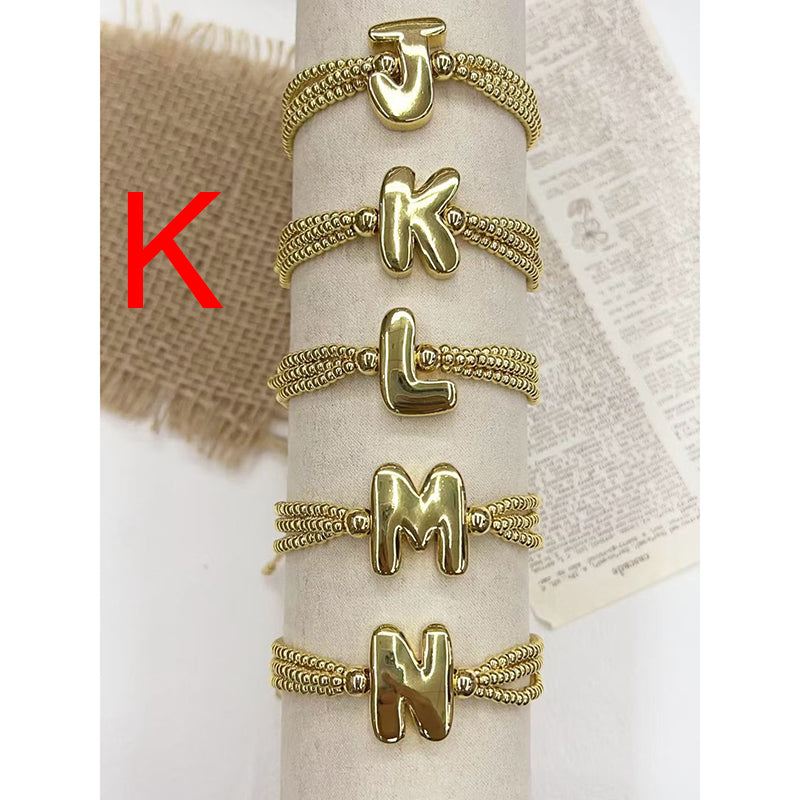 A 26-letter Multi-layered Beaded Copper Bracelet