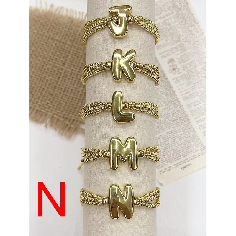 A 26-letter Multi-layered Beaded Copper Bracelet