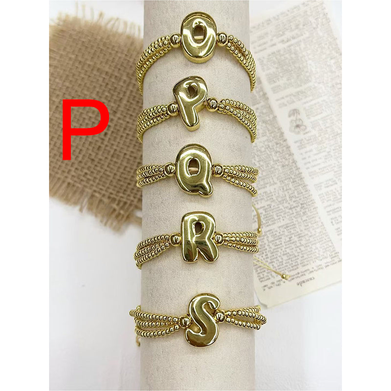 A 26-letter Multi-layered Beaded Copper Bracelet