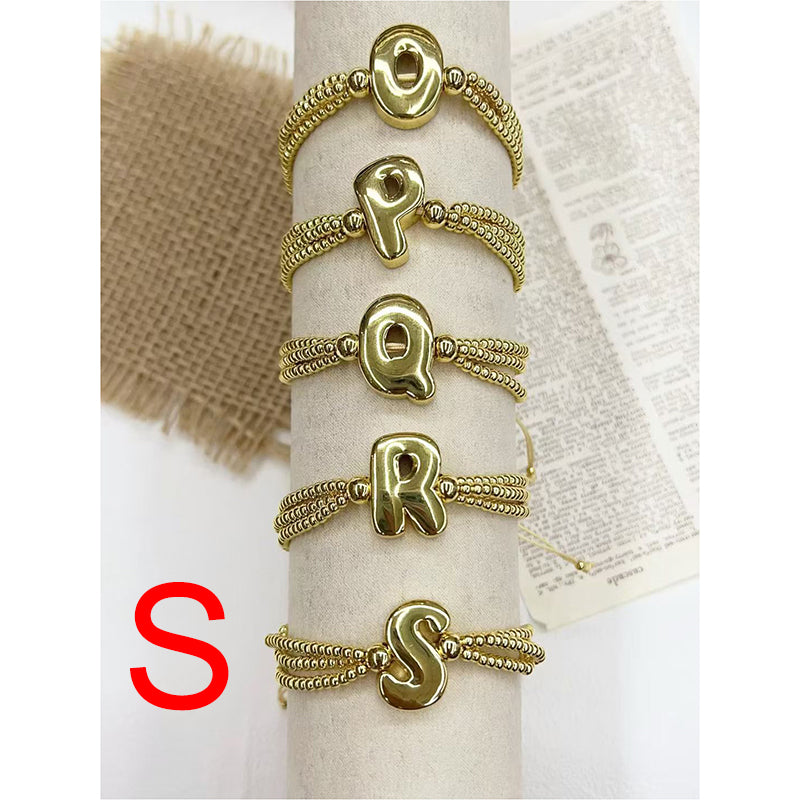 A 26-letter Multi-layered Beaded Copper Bracelet