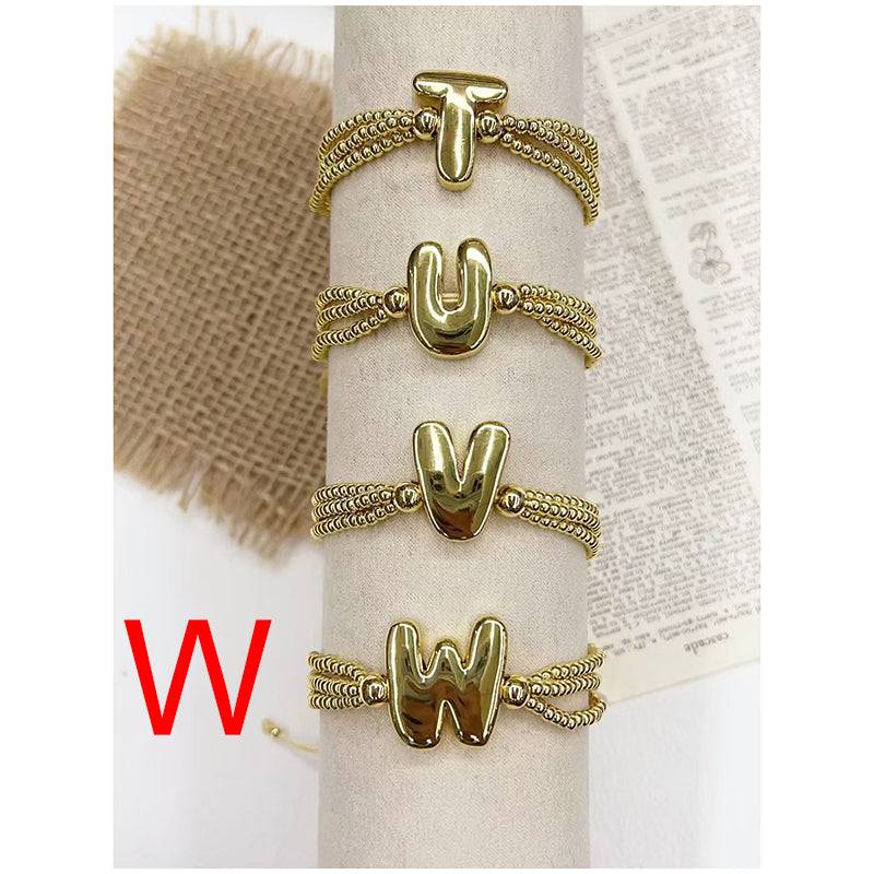 A 26-letter Multi-layered Beaded Copper Bracelet