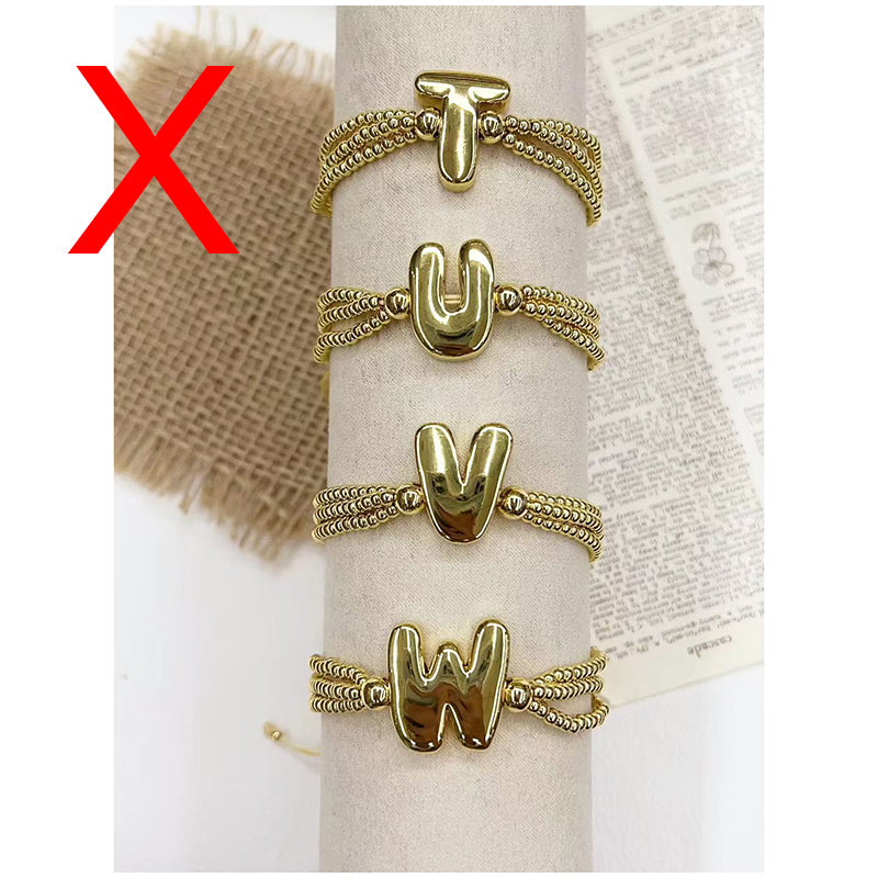 A 26-letter Multi-layered Beaded Copper Bracelet