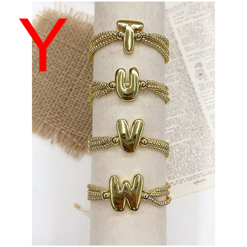 A 26-letter Multi-layered Beaded Copper Bracelet