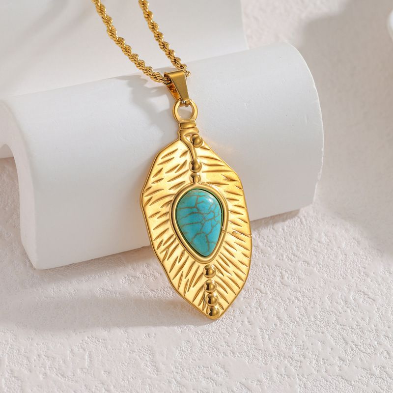 A Stainless Steel Turquoise Necklace