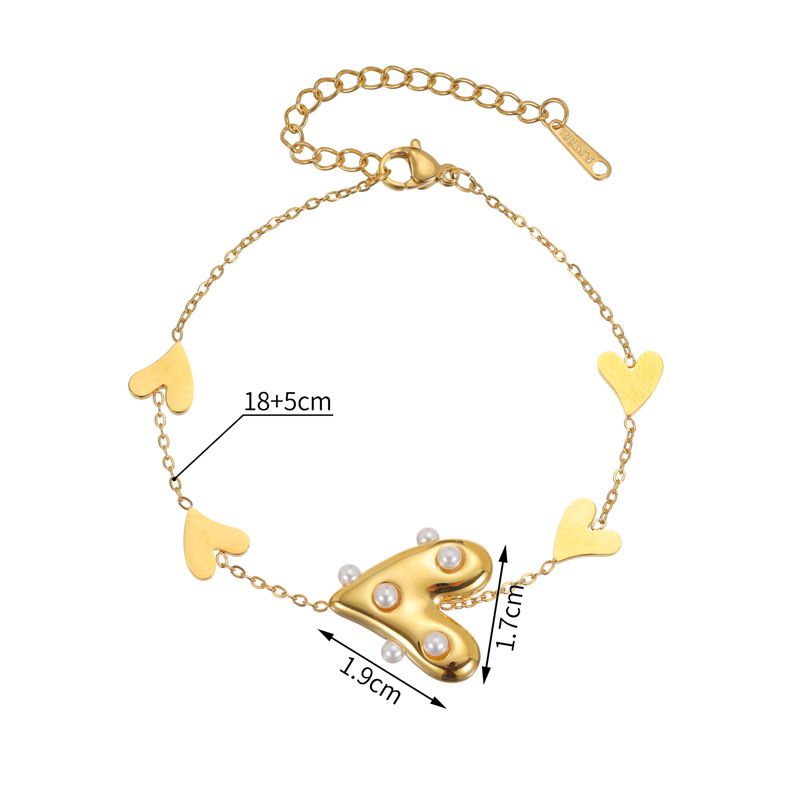 Bracelet Stainless Steel Pearl Heart Bracelet
