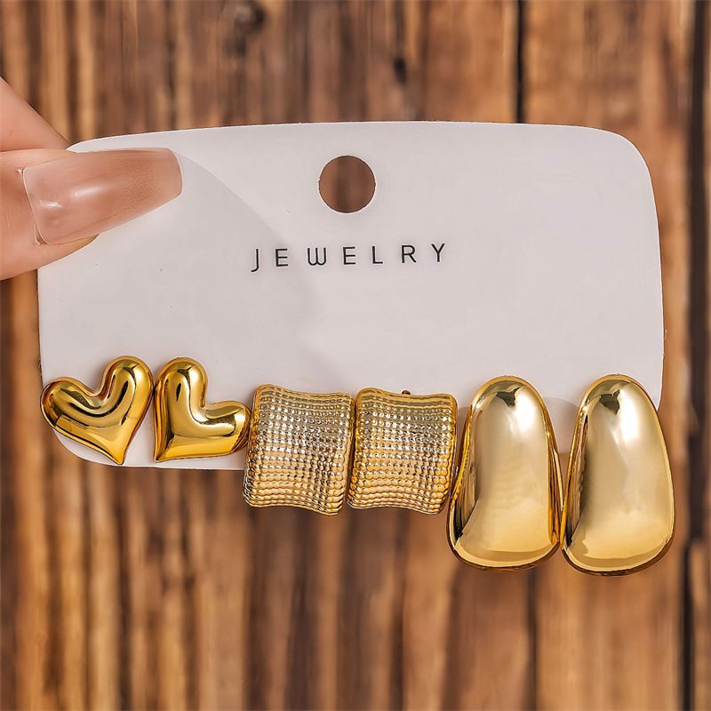 Set 1# Alloy Heart Irregular Earring Set