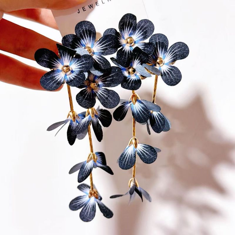 #1 Fabric Flower Red Fabric Flower Earrings