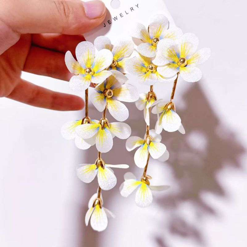 #1 Fabric Flower Red Fabric Flower Earrings