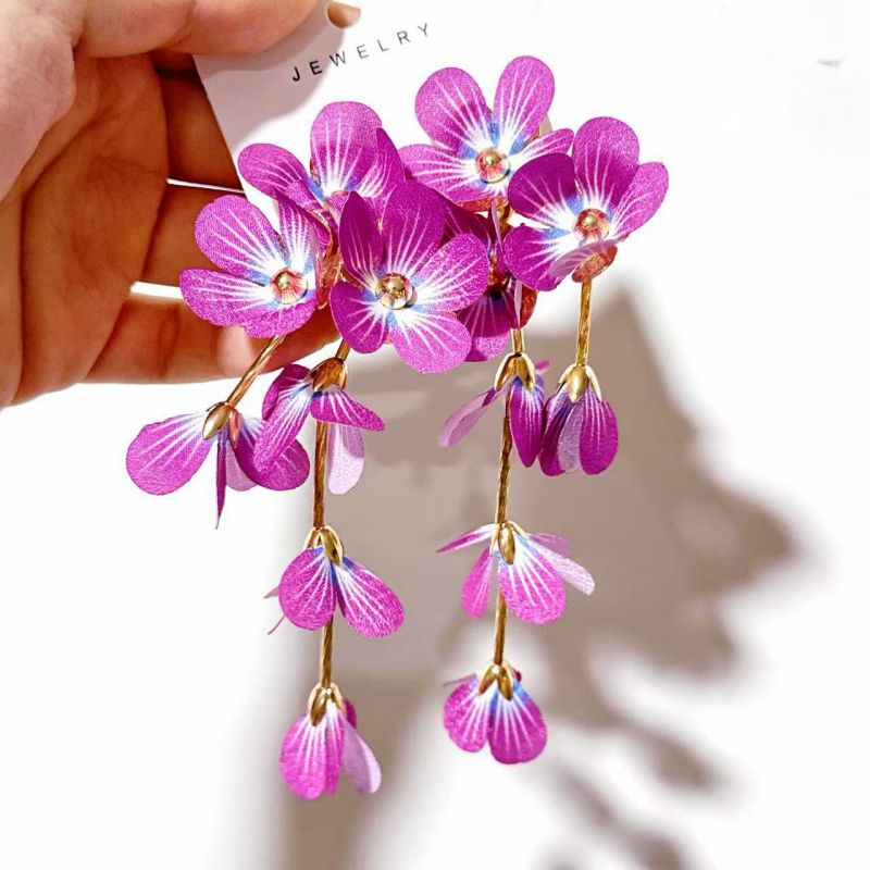 #1 Fabric Flower Red Fabric Flower Earrings