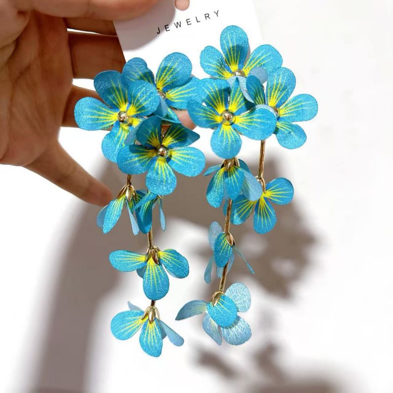 #1 Fabric Flower Red Fabric Flower Earrings