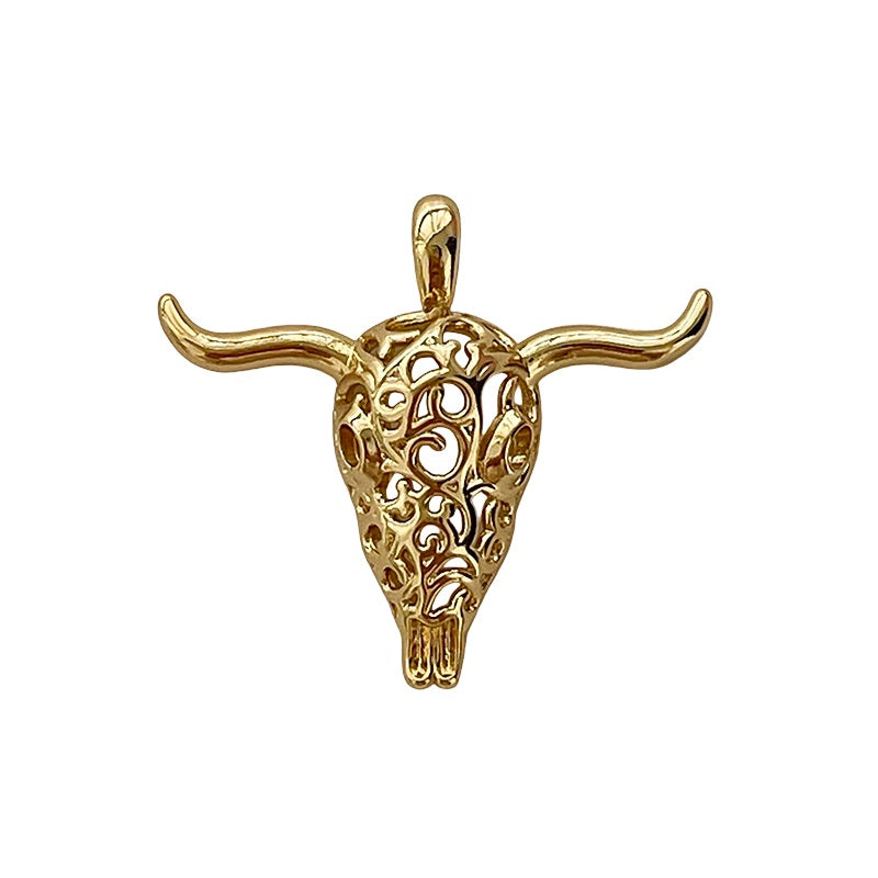 Gold Titanium Steel Openwork Bull Head Accessories