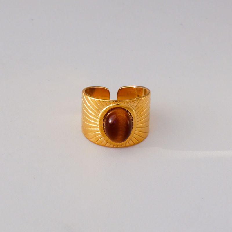 Ring #2 304 Stainless Steel Tiger Eye Ring