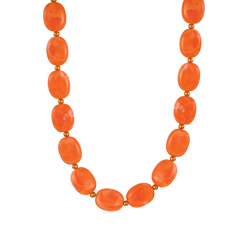 Orange Resin Beaded Necklace