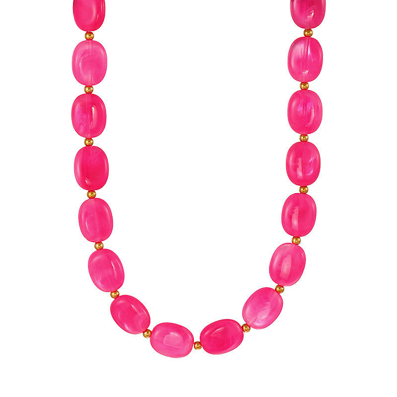 Orange Resin Beaded Necklace