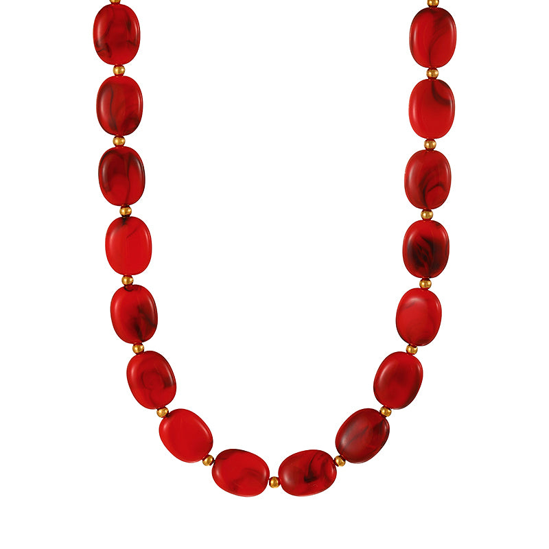 Orange Resin Beaded Necklace