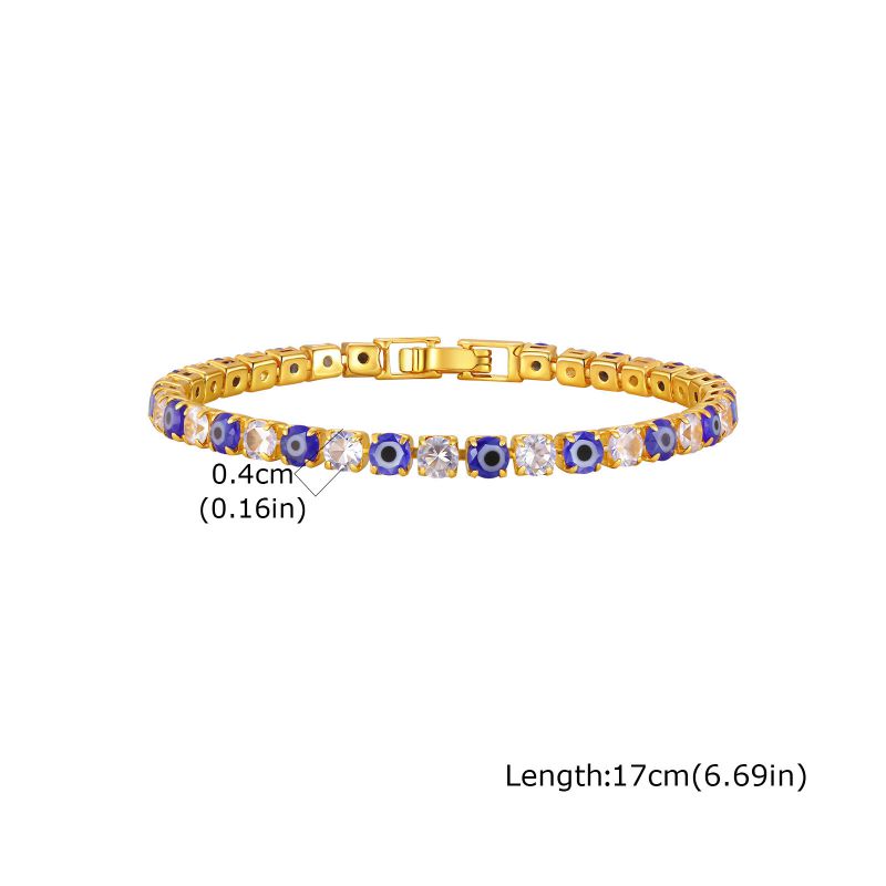 Gold / Bracelet Total Length 17cm Copper Diamond-encrusted Eye Bracelet