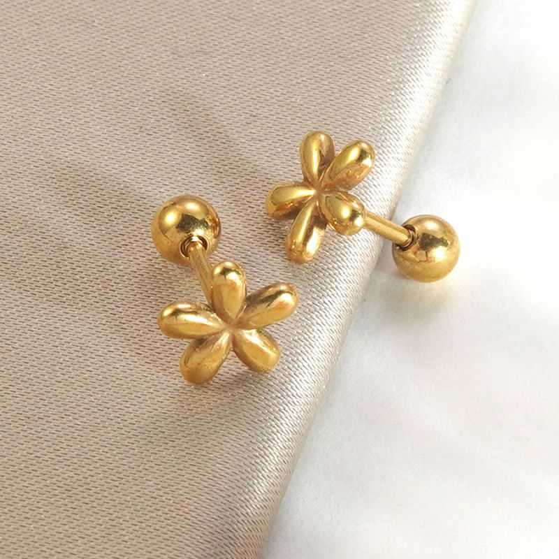 Silver Stainless Steel Flower Earrings