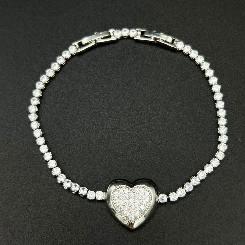Golden Heart 1 Metal Diamond-encrusted Heart Bracelet