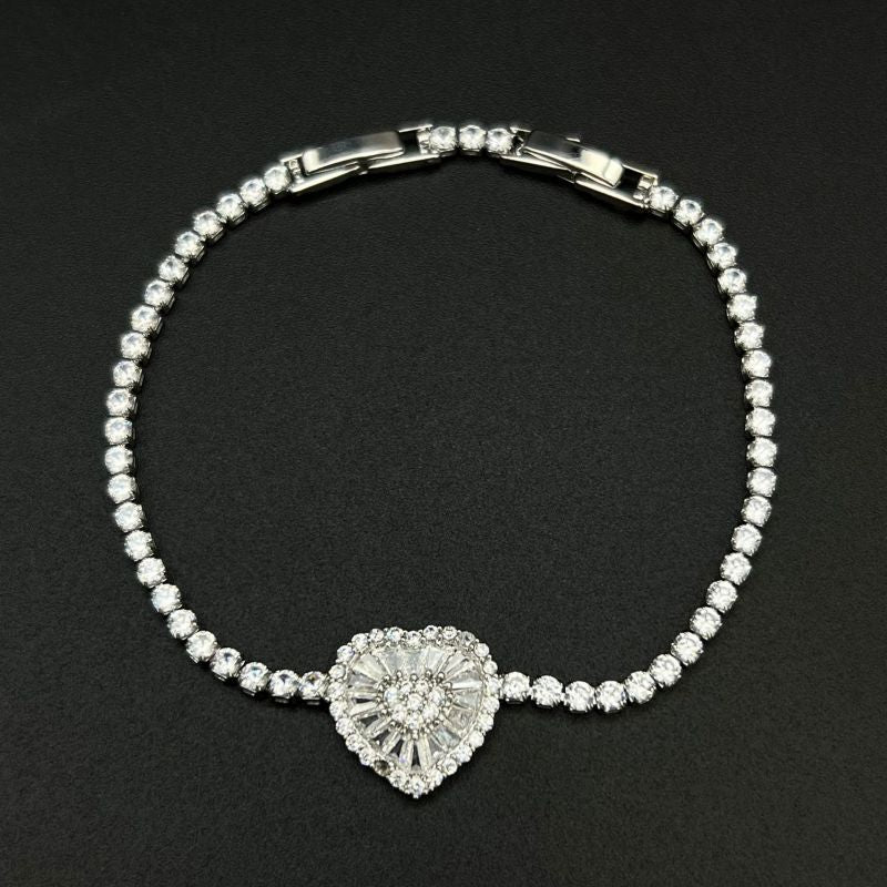Golden Heart 1 Metal Diamond-encrusted Heart Bracelet