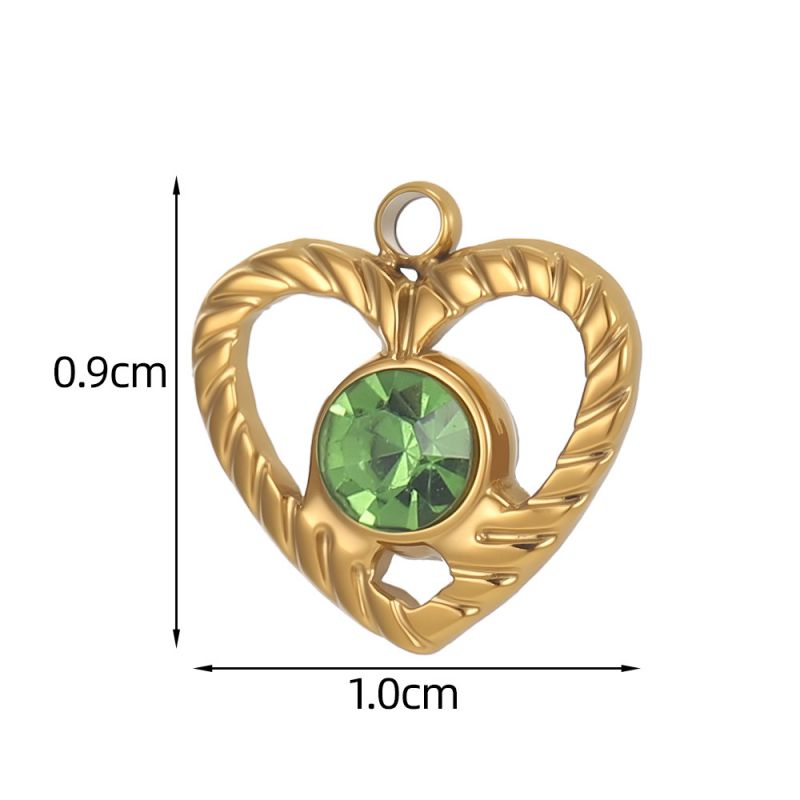 Pendant #11 Stainless Steel Diamond-encrusted Heart Pendant (without Chain)