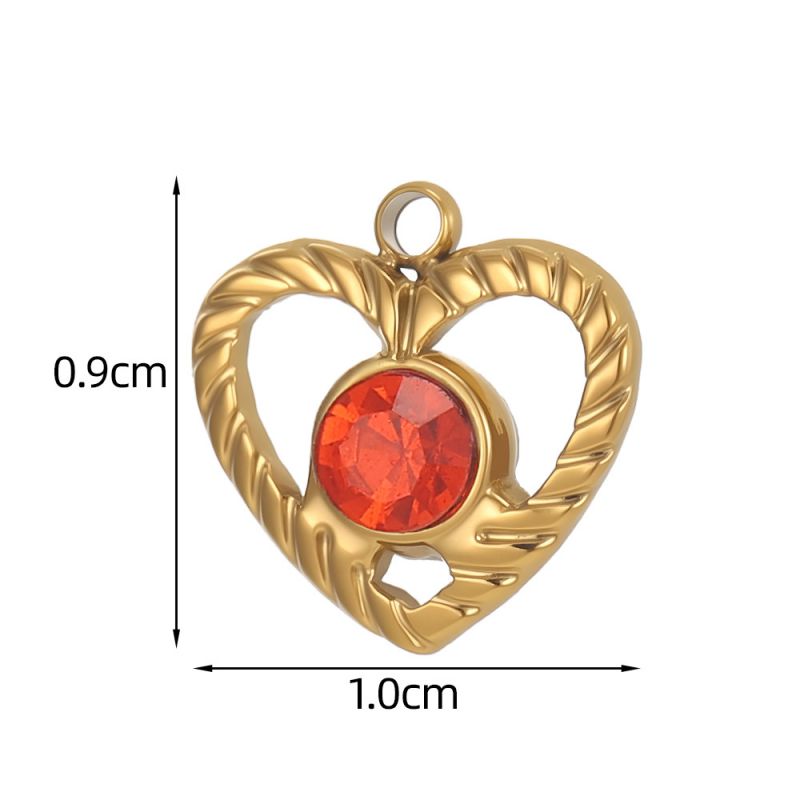 Pendant #11 Stainless Steel Diamond-encrusted Heart Pendant (without Chain)