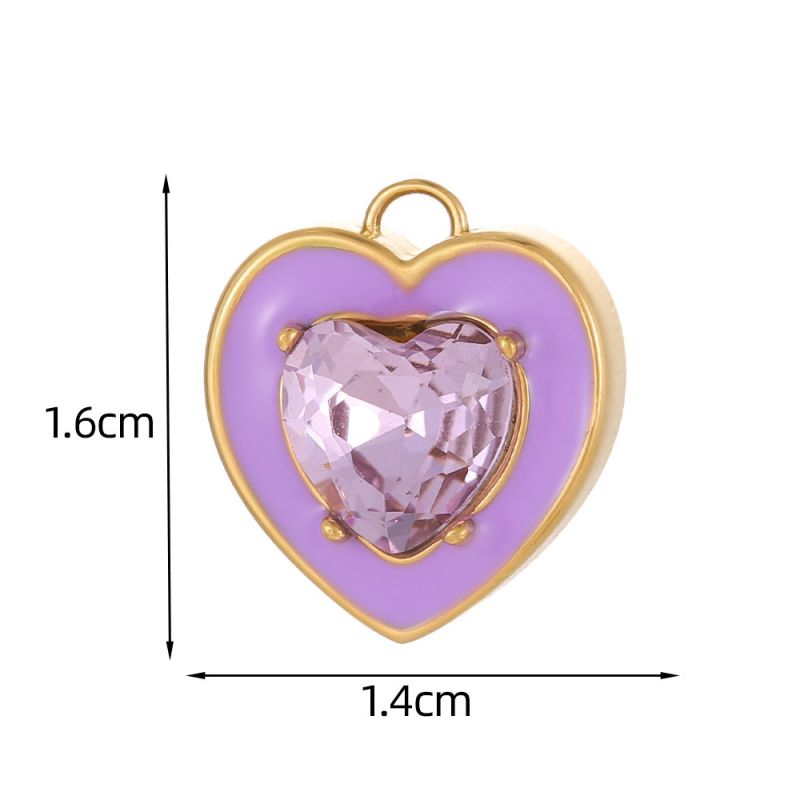 Pendant #11 Stainless Steel Diamond-encrusted Heart Pendant (without Chain)