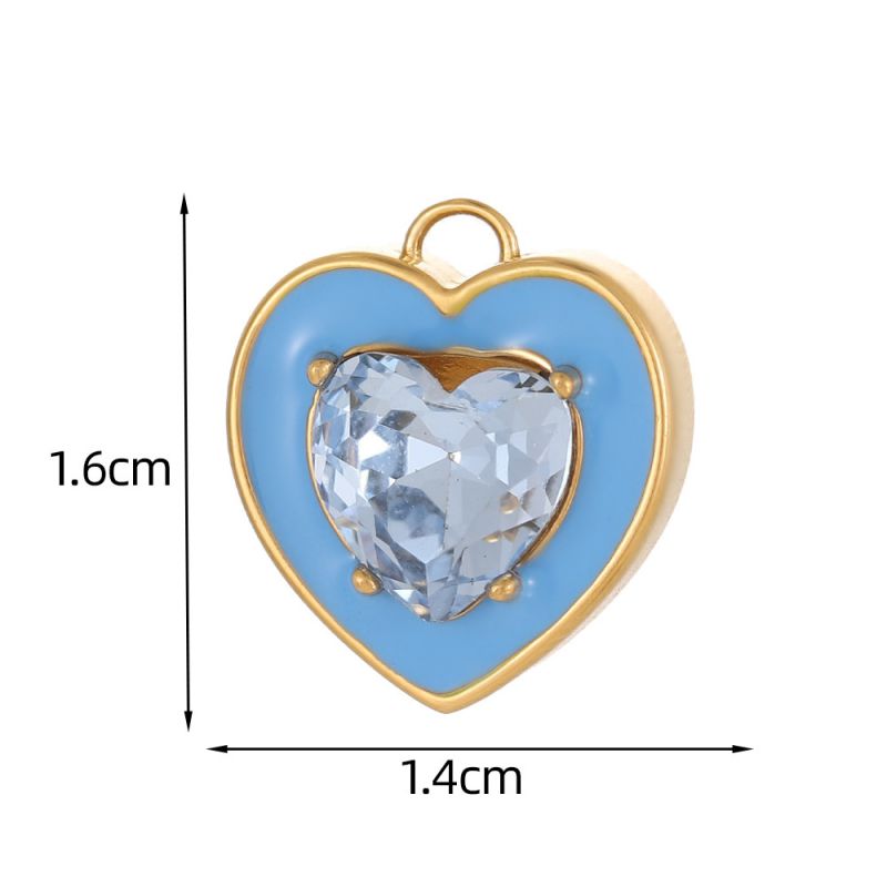 Pendant #11 Stainless Steel Diamond-encrusted Heart Pendant (without Chain)