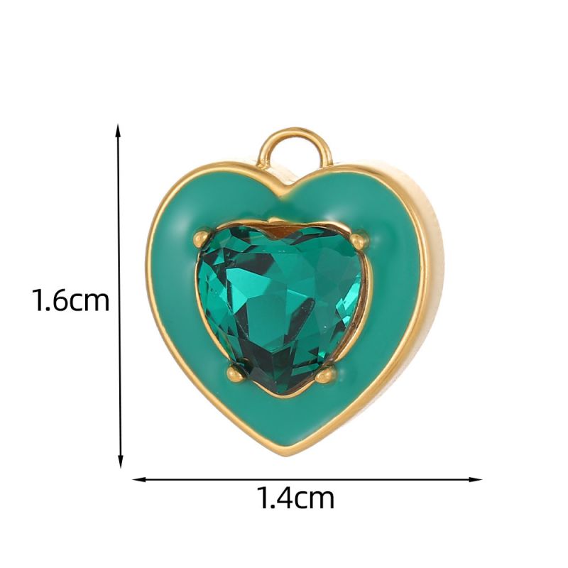 Pendant #11 Stainless Steel Diamond-encrusted Heart Pendant (without Chain)