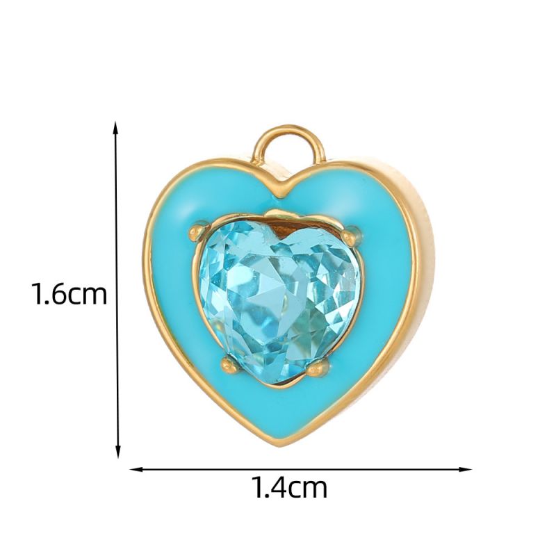 Pendant #11 Stainless Steel Diamond-encrusted Heart Pendant (without Chain)