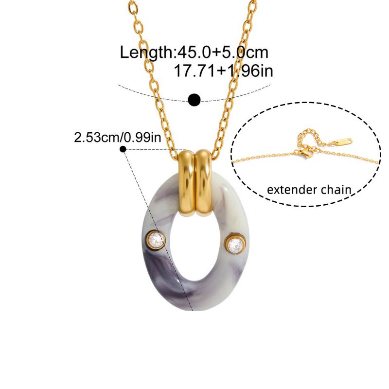 White Stainless Steel Oval Necklace