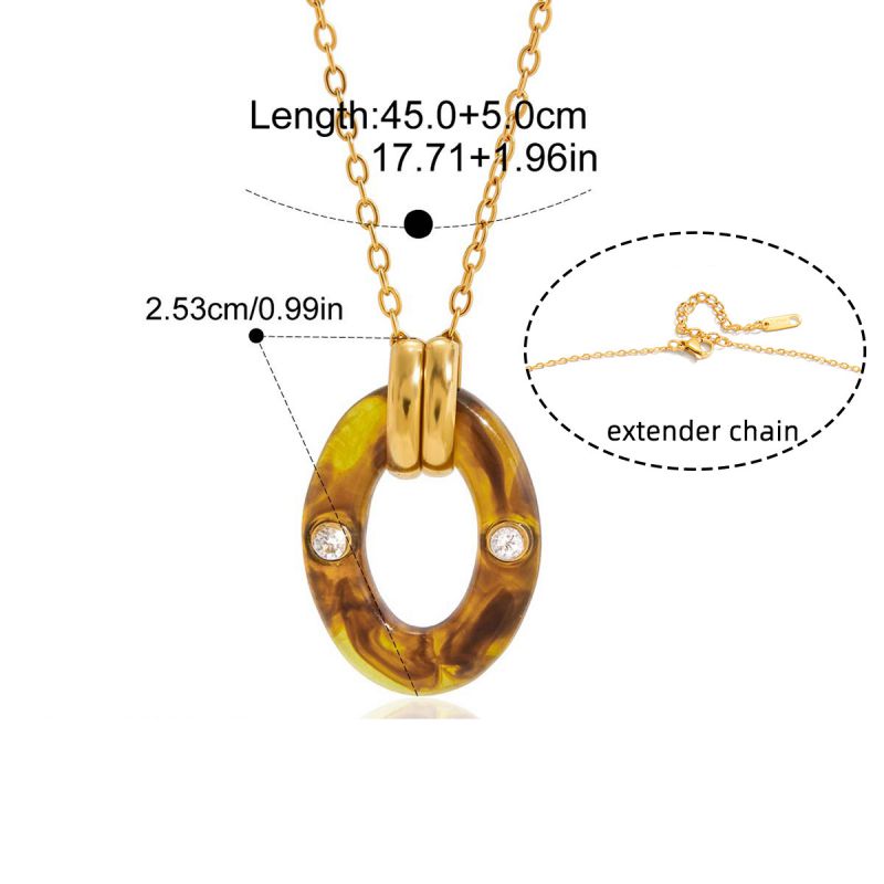 White Stainless Steel Oval Necklace