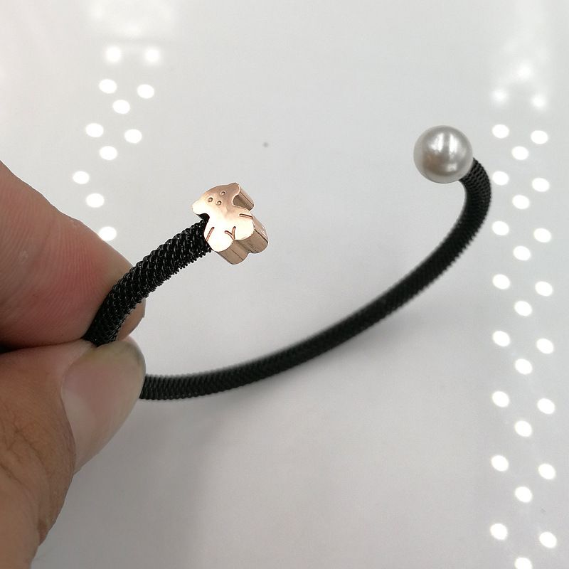 Steel Color Titanium Steel Pearl Bear Bracelet