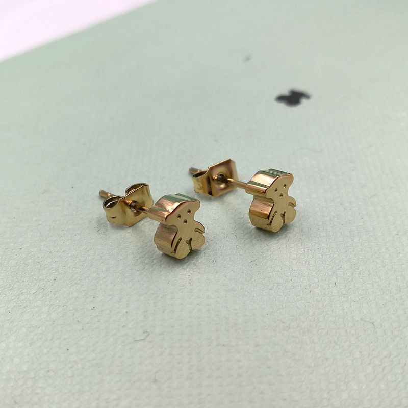 Standard Steel Color Titanium Steel Bear Earrings