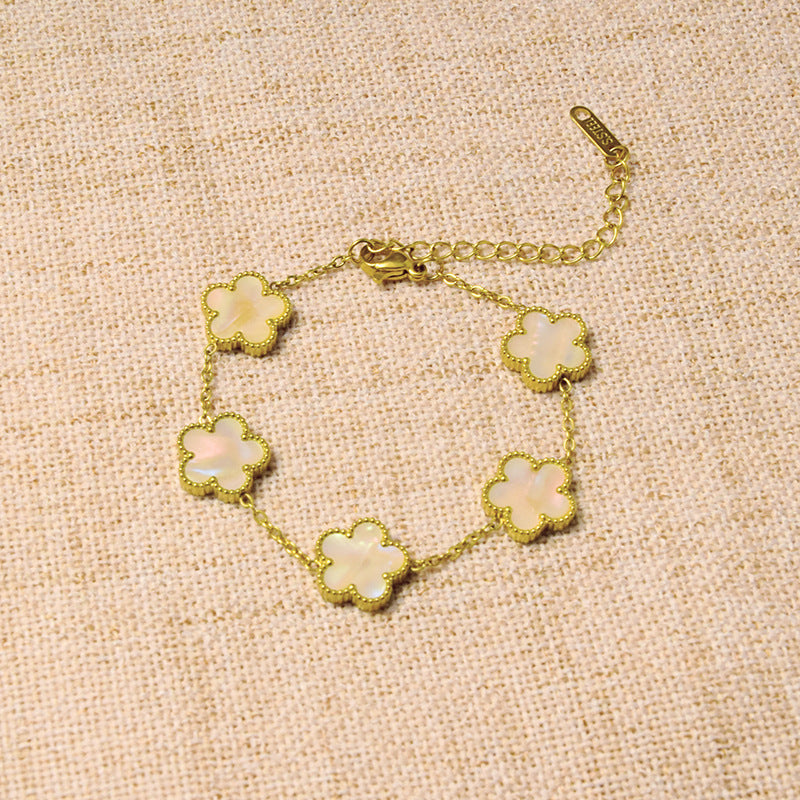 Gradient Pink Stainless Steel Flower Bracelet