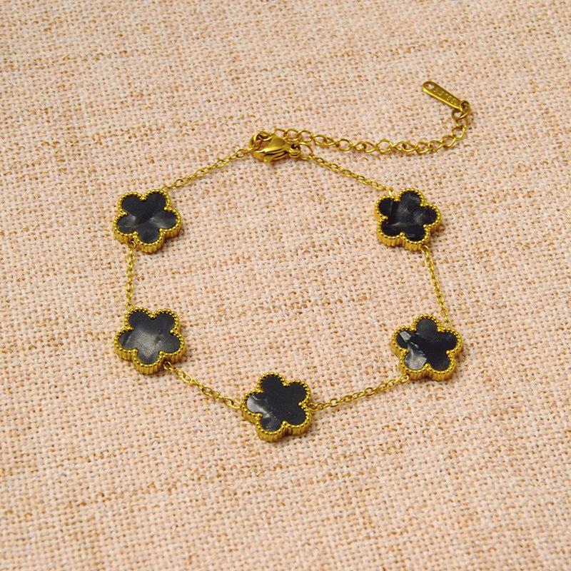 Gradient Pink Stainless Steel Flower Bracelet