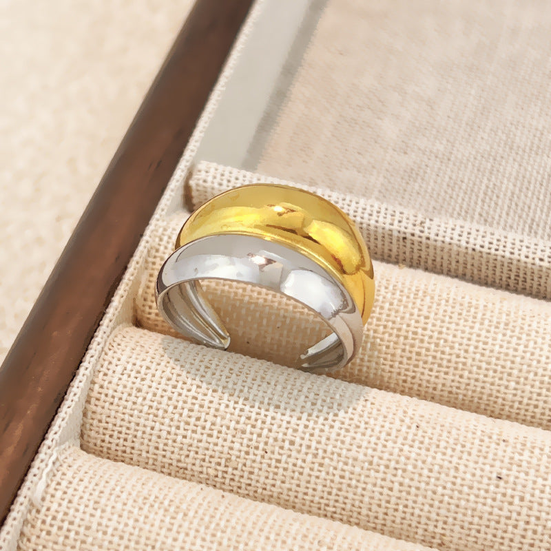 Ring #1 Stainless Steel Two-tone Irregular Shape Ring