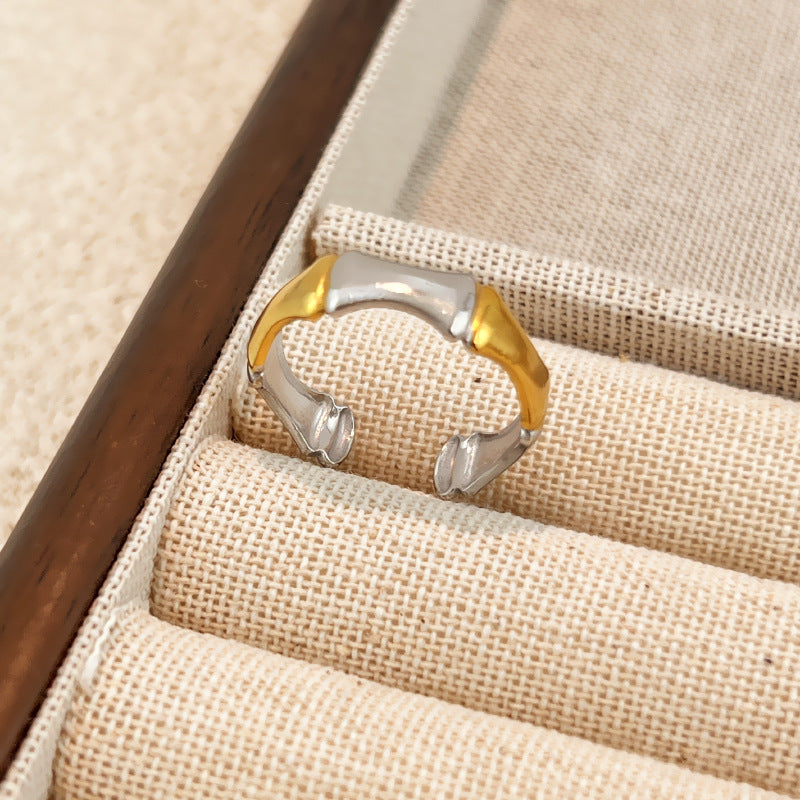 Ring #1 Stainless Steel Two-tone Irregular Shape Ring