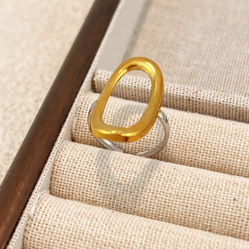 Ring #1 Stainless Steel Two-tone Irregular Shape Ring