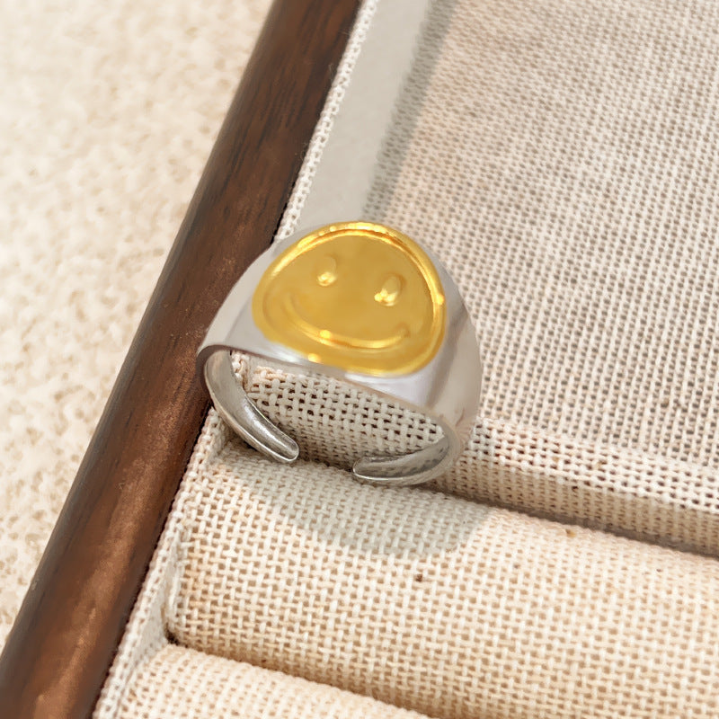 Ring #1 Stainless Steel Two-tone Irregular Shape Ring