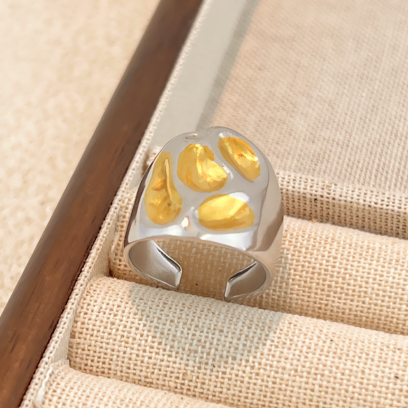 Ring #1 Stainless Steel Two-tone Irregular Shape Ring
