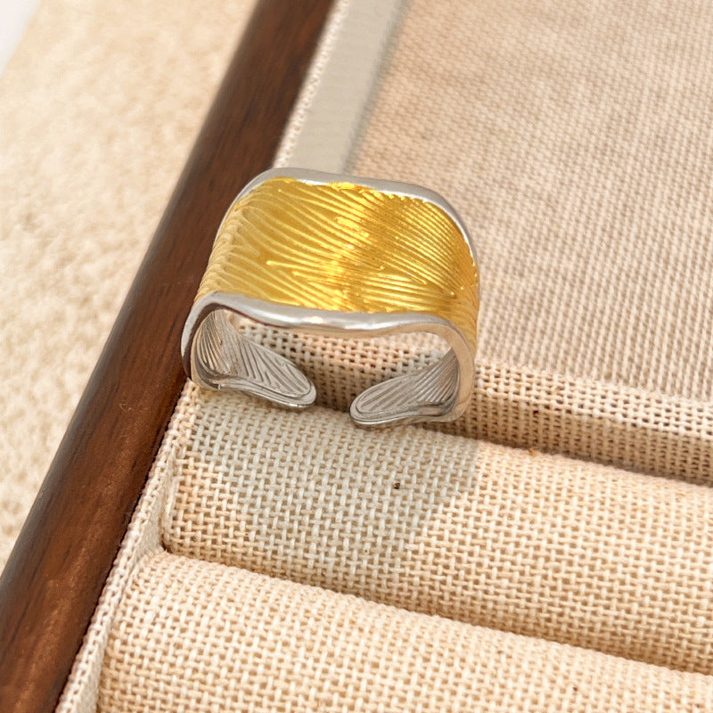 Ring #1 Stainless Steel Two-tone Irregular Shape Ring