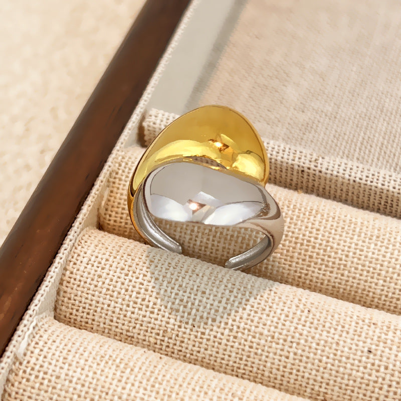 Ring #1 Stainless Steel Two-tone Irregular Shape Ring