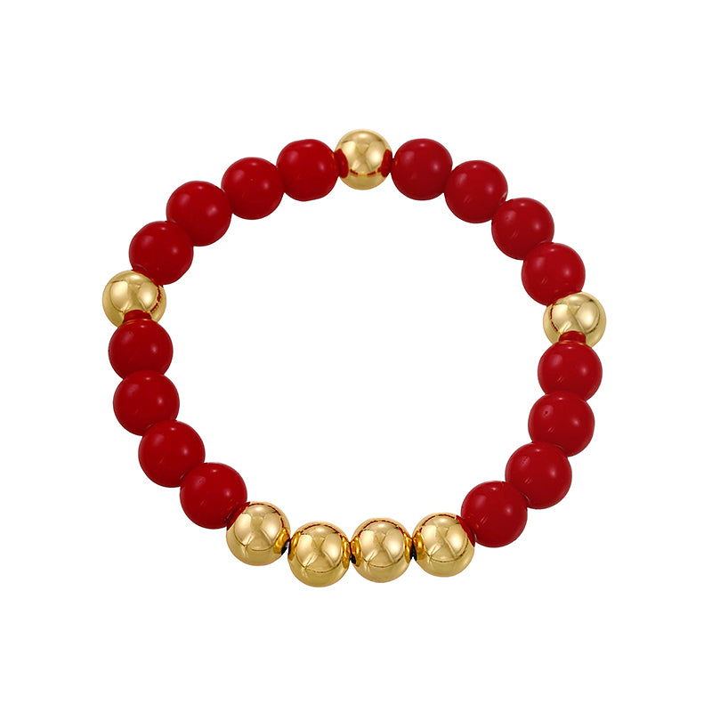 Red 1 Copper Heart Resin Beaded Bracelet
