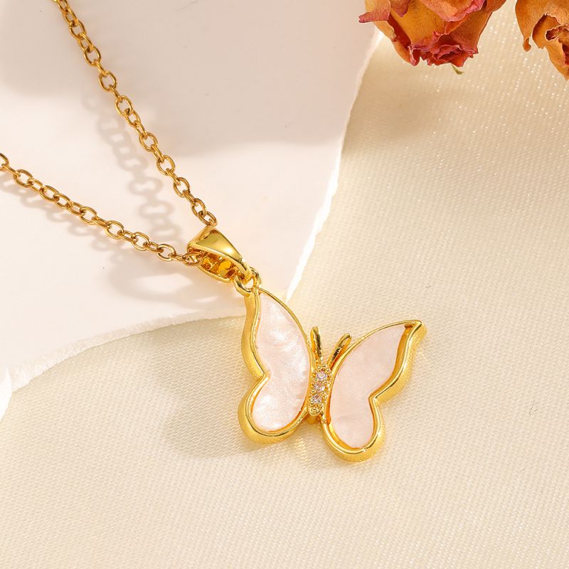 Gold Necklace 304 Stainless Steel Hollow Double-layer Bow Necklace