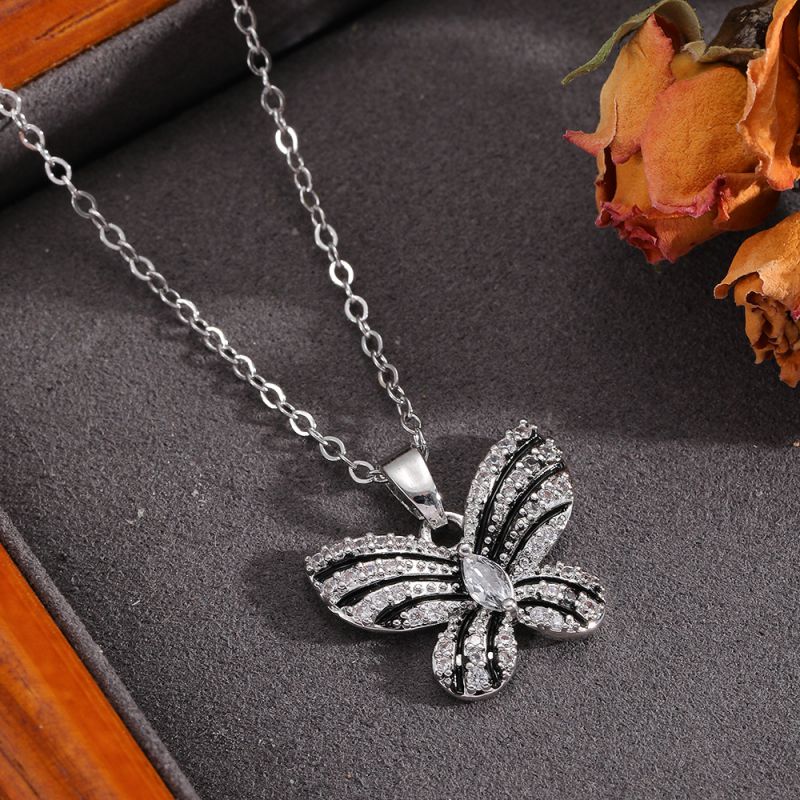 Gold Necklace 304 Stainless Steel Hollow Double-layer Bow Necklace