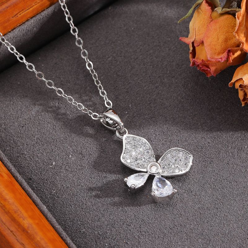 Gold Necklace 304 Stainless Steel Hollow Double-layer Bow Necklace