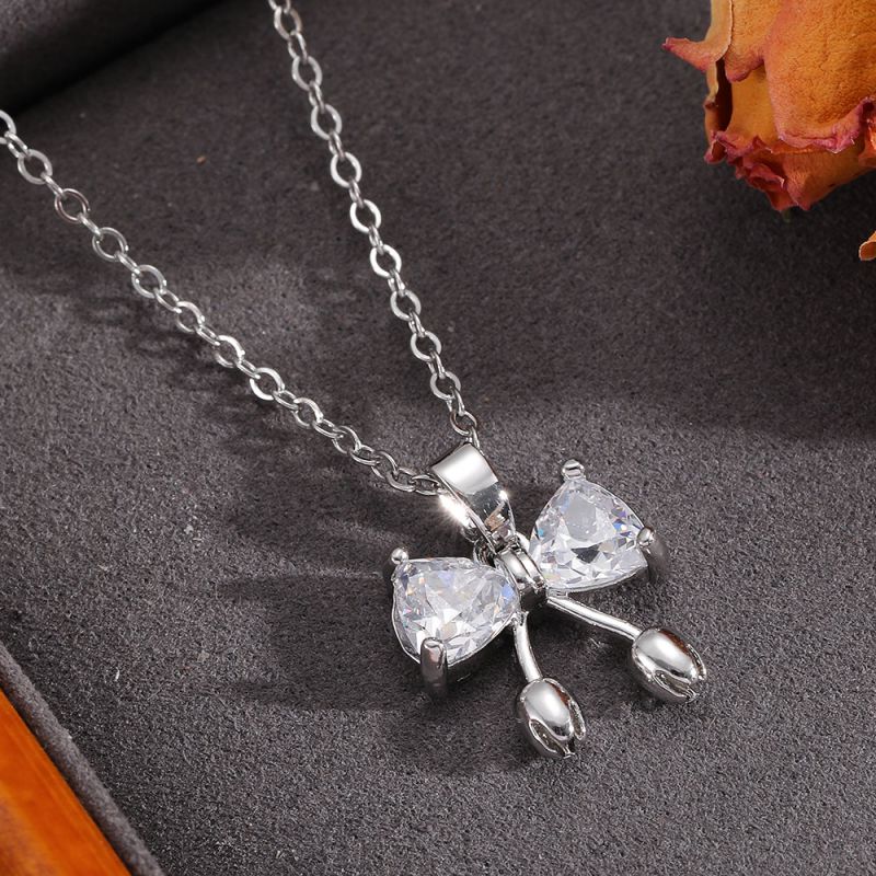 Gold Necklace 304 Stainless Steel Hollow Double-layer Bow Necklace