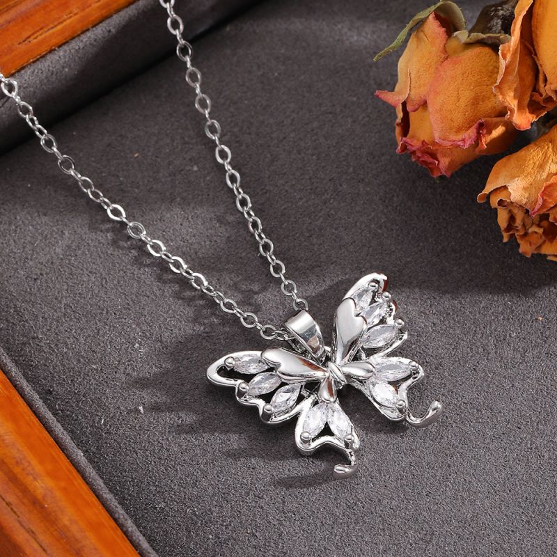 Gold Necklace 304 Stainless Steel Hollow Double-layer Bow Necklace